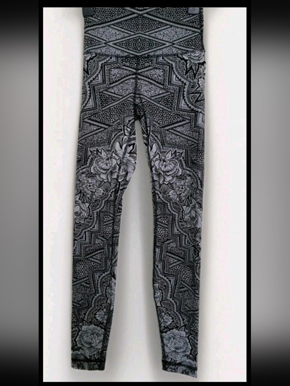 Lululemon Wunder Under High-Rise Tights in a black and white floral pattern